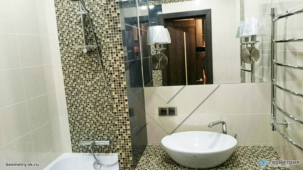 Облицовка стен керамической плиткой в ванной комнате