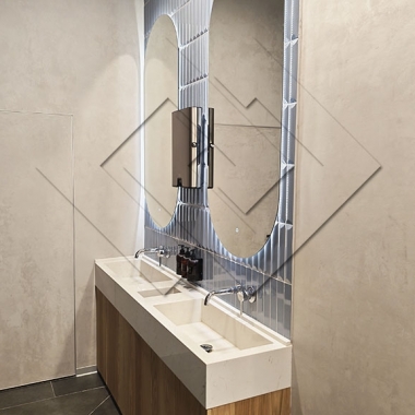 Зона умывальников в кафе