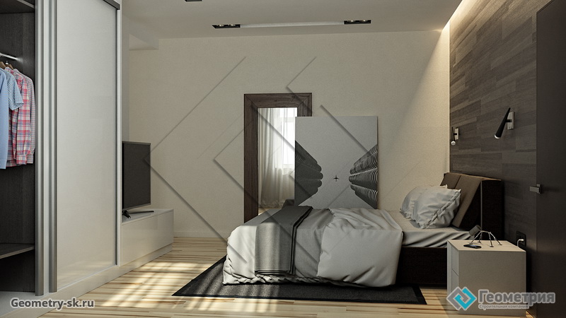 Уютная и удобная спальня в стиле минимализм