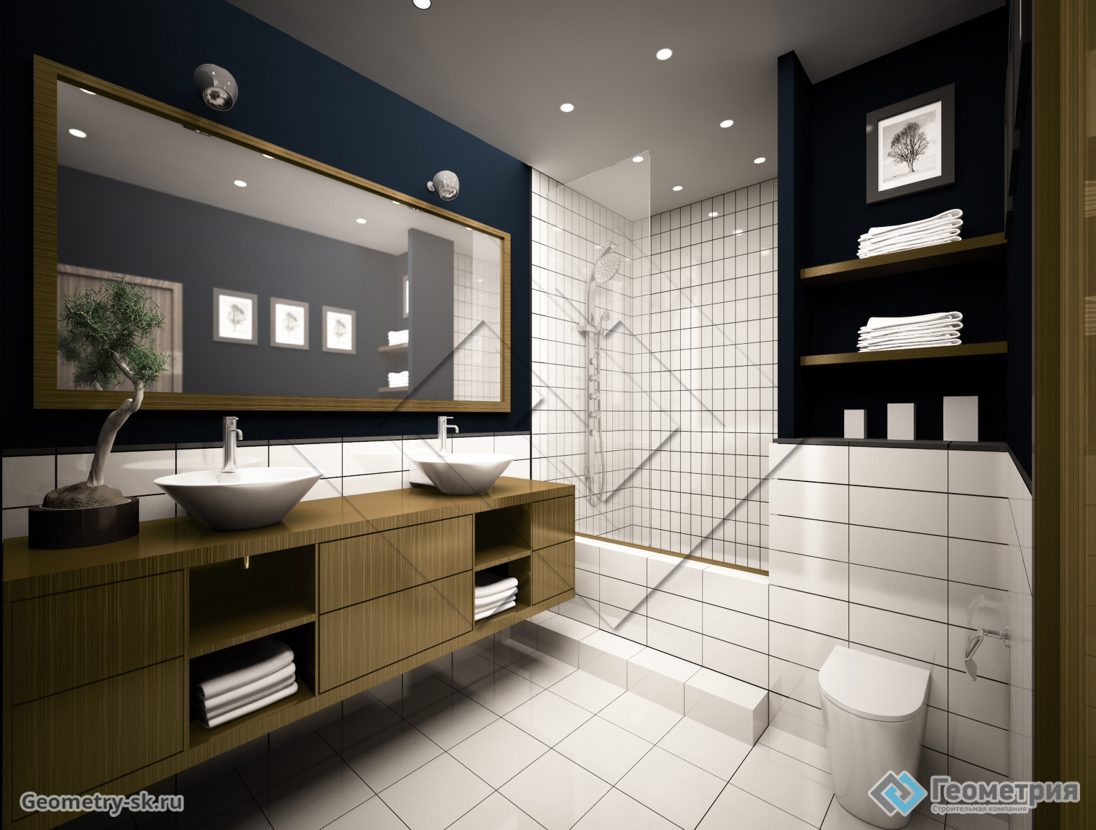 Дизайн-проект ванной комнаты в современном стиле
